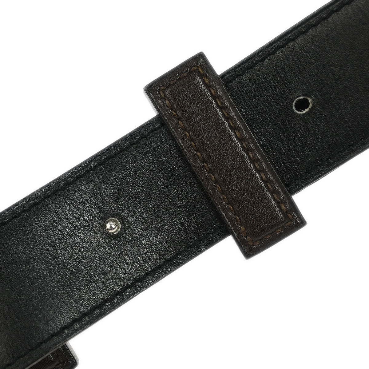 Hermes Brown Togo Box Calf Constance Reversible Belt #80 Small Good