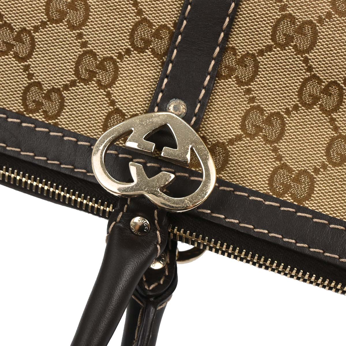 Gucci Beige Canvas GG Lovely Heart Tote Handbag