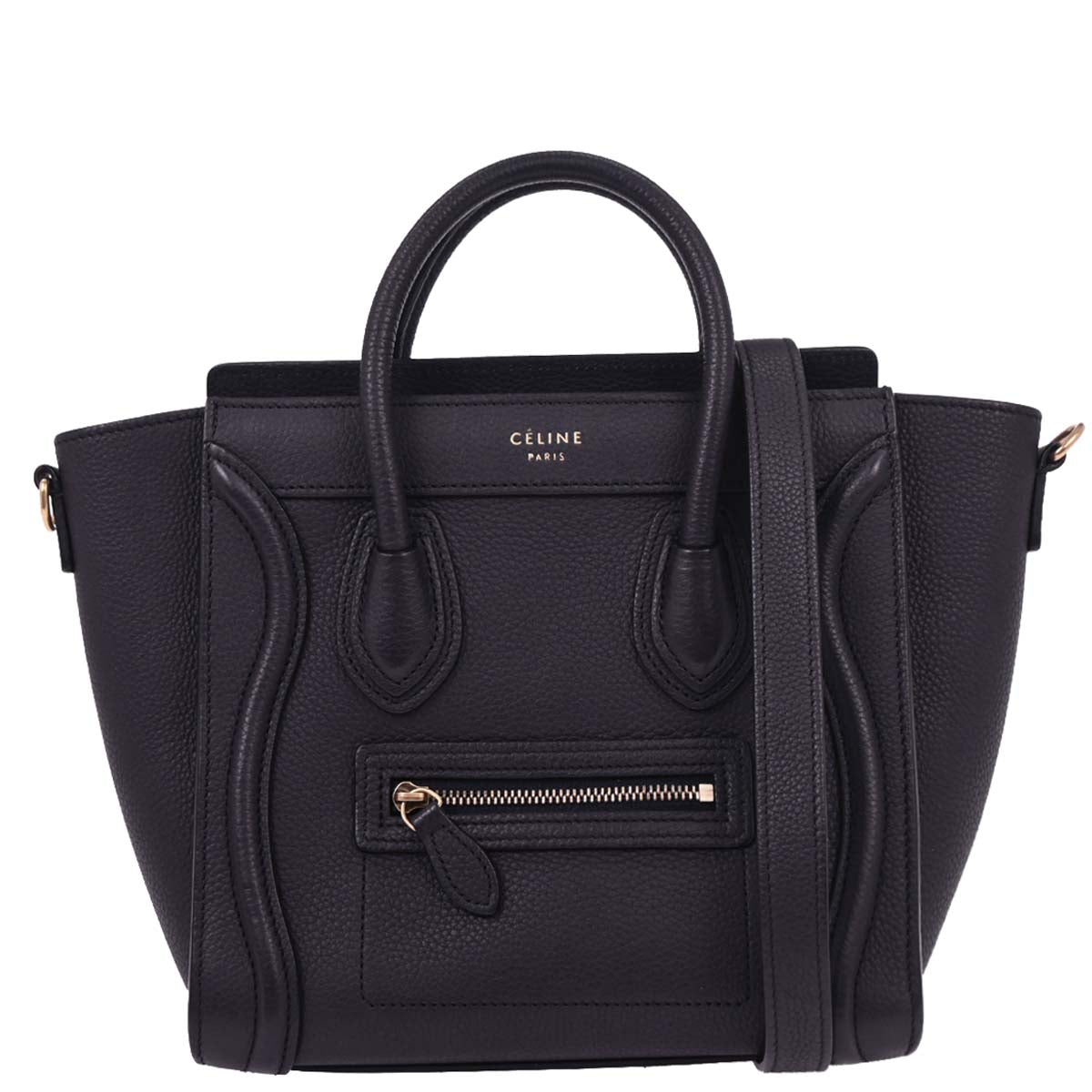 Celine Navy Leather Nano Luggage Tote Bag