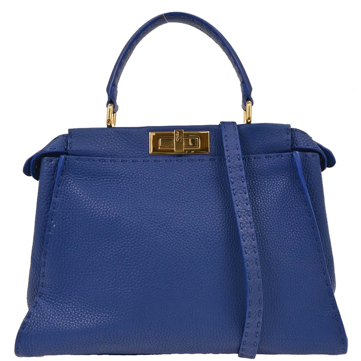 Fendi Blue Leather Peekaboo 2way Shoulder Handbag