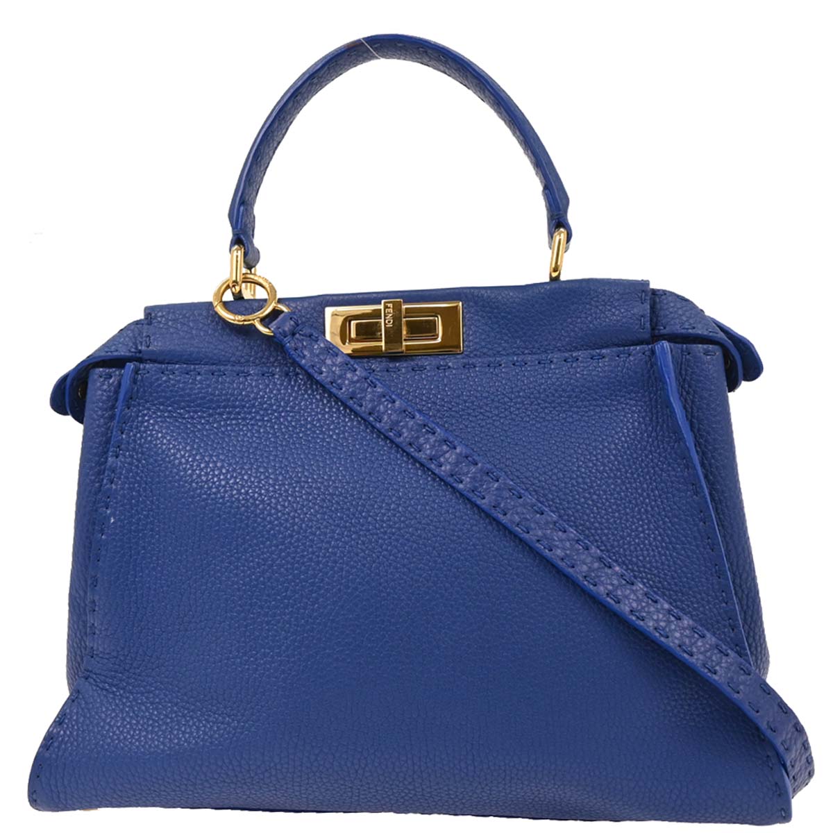 Fendi Blue Leather Peekaboo 2way Shoulder Handbag