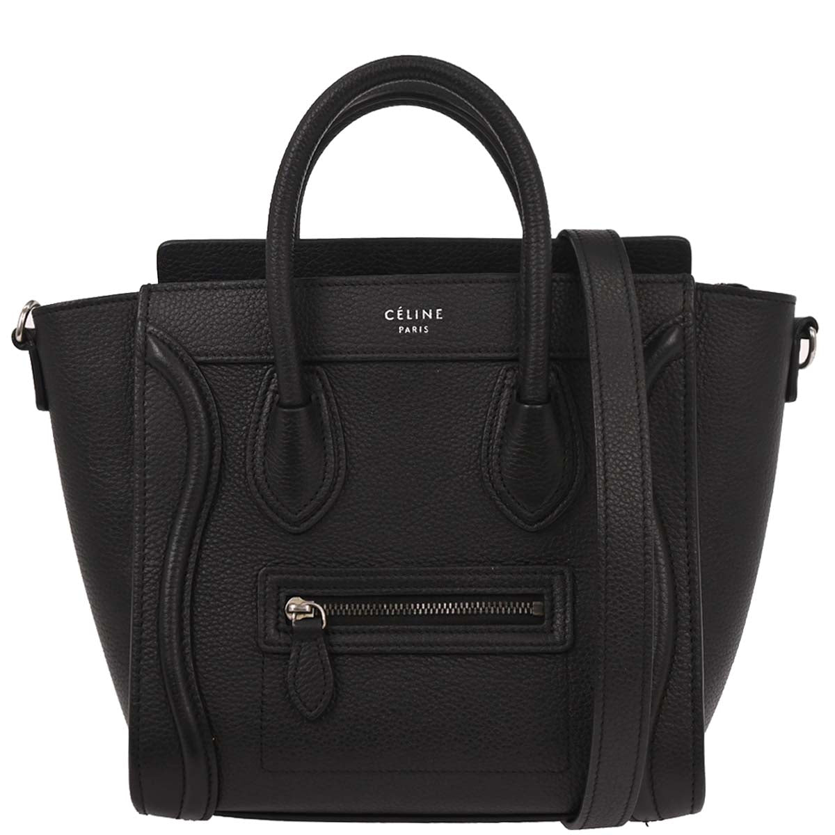 Celine Black Leather Nano Luggage Tote Bag