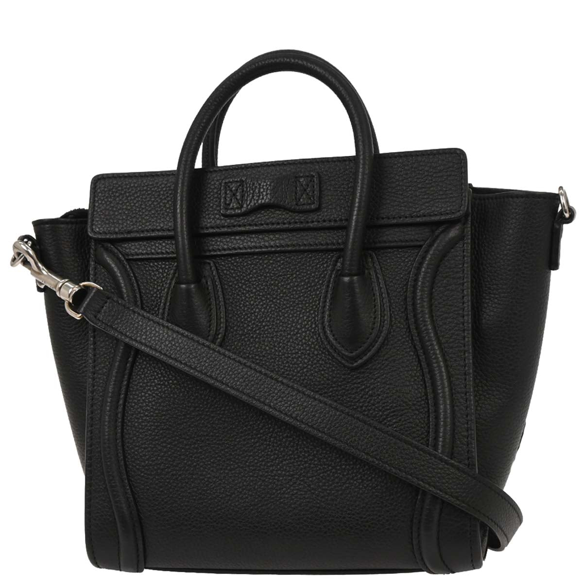 Celine Black Leather Nano Luggage Tote Bag