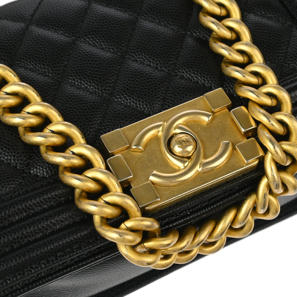 Boy Chanel Black Caviar Small Chain Shoulder Bag