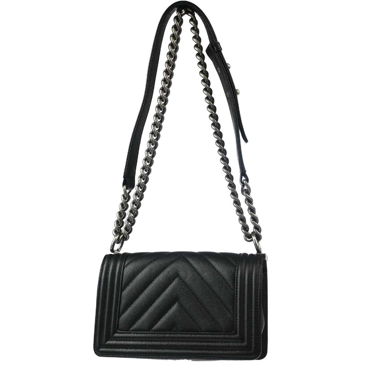 Boy Chanel 2017-2018 Black Caviar Chevron Small Chain Shoulder Bag