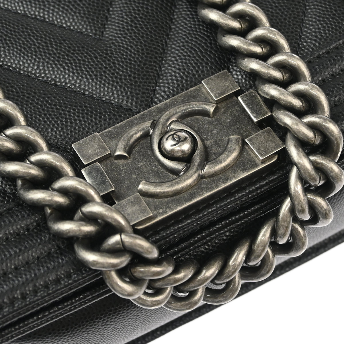 Boy Chanel 2017-2018 Black Caviar Chevron Small Chain Shoulder Bag