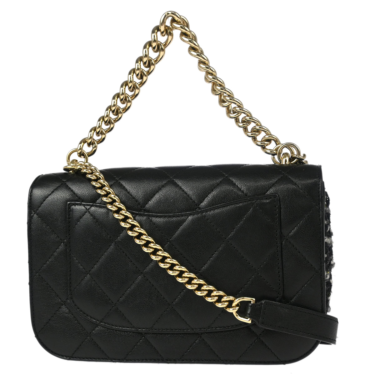 Chanel Black Calfskin Tweed 2way Shoulder Handbag