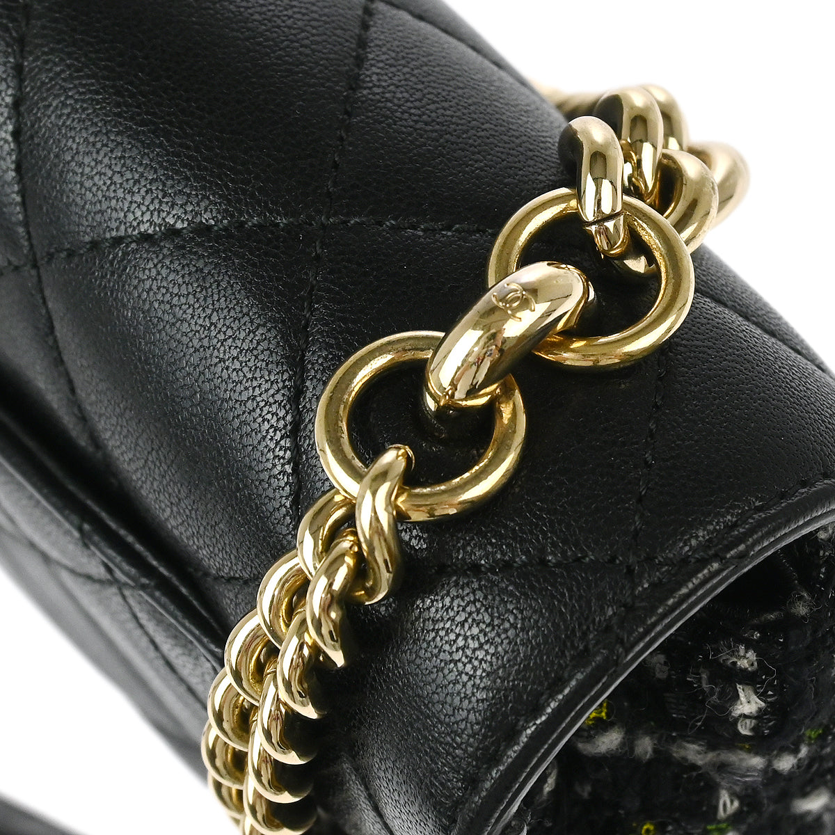 Chanel Black Calfskin Tweed 2way Shoulder Handbag