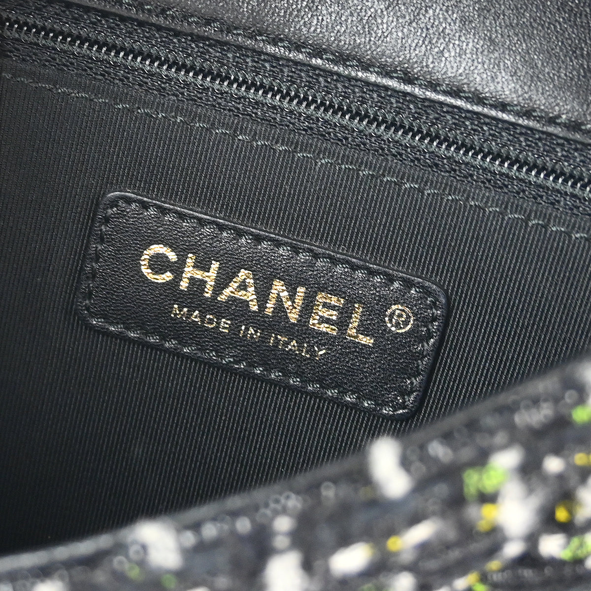 Chanel Black Calfskin Tweed 2way Shoulder Handbag