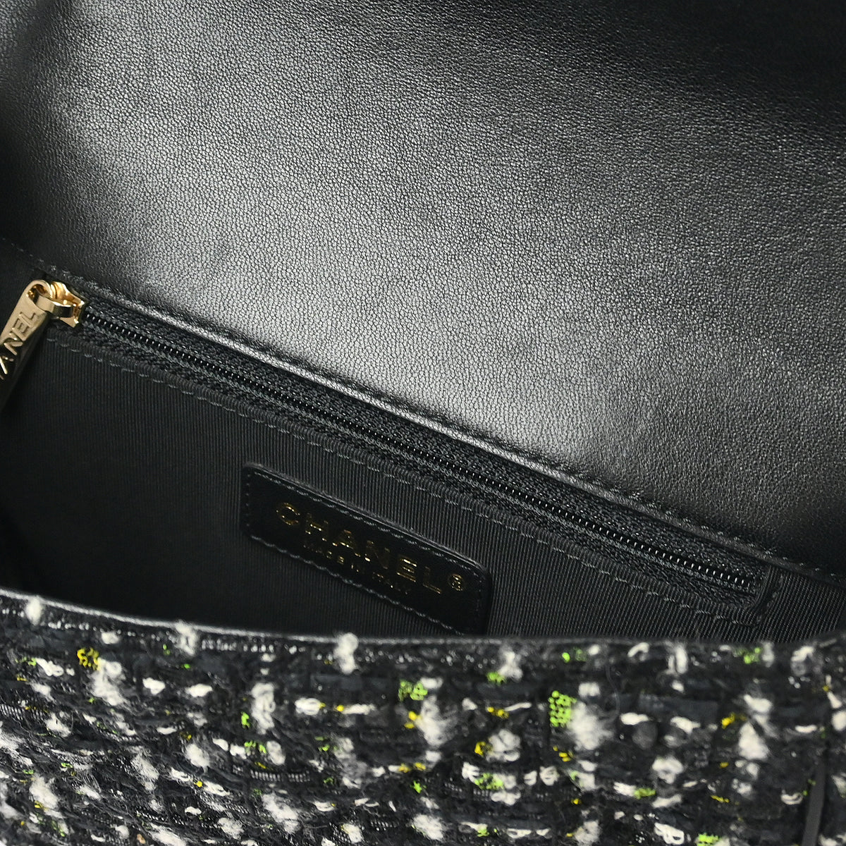Chanel Black Calfskin Tweed 2way Shoulder Handbag