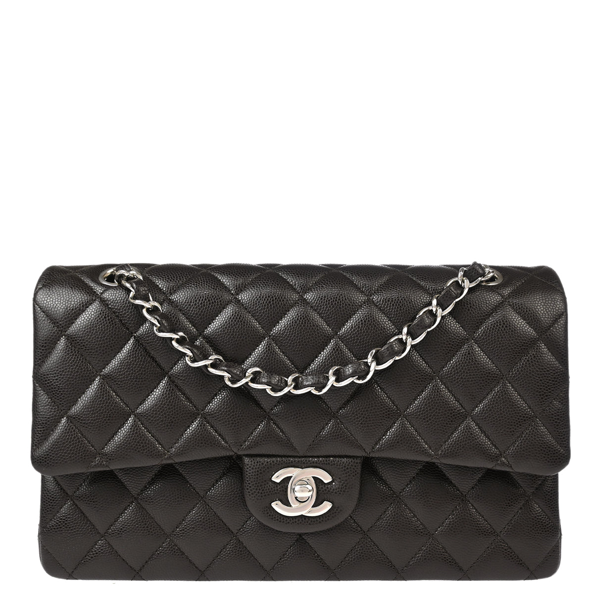 Chanel 2018-2019 Brown Calfskin Medium Classic Double Flap Shoulder Bag