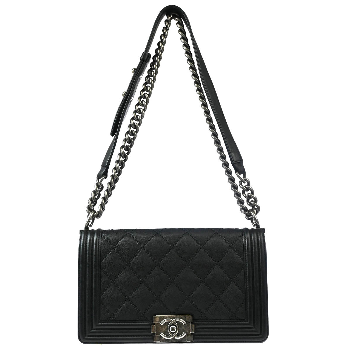 Boy Chanel 2015-2016 Black Calfskin Medium Shoulder Bag
