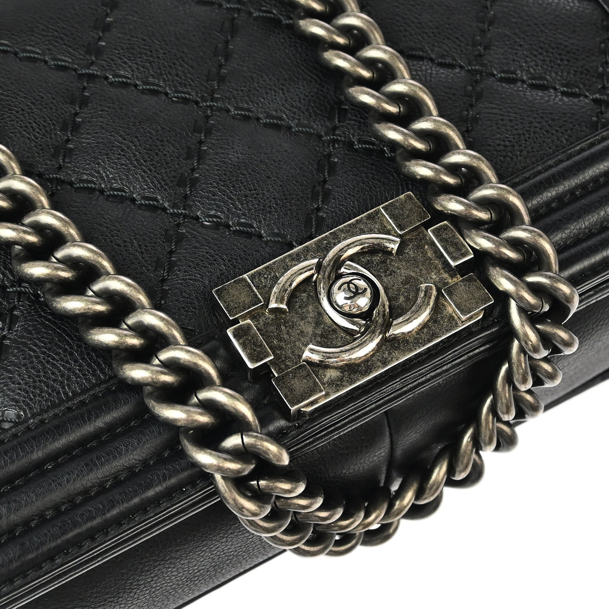 Boy Chanel 2015-2016 Black Calfskin Medium Shoulder Bag