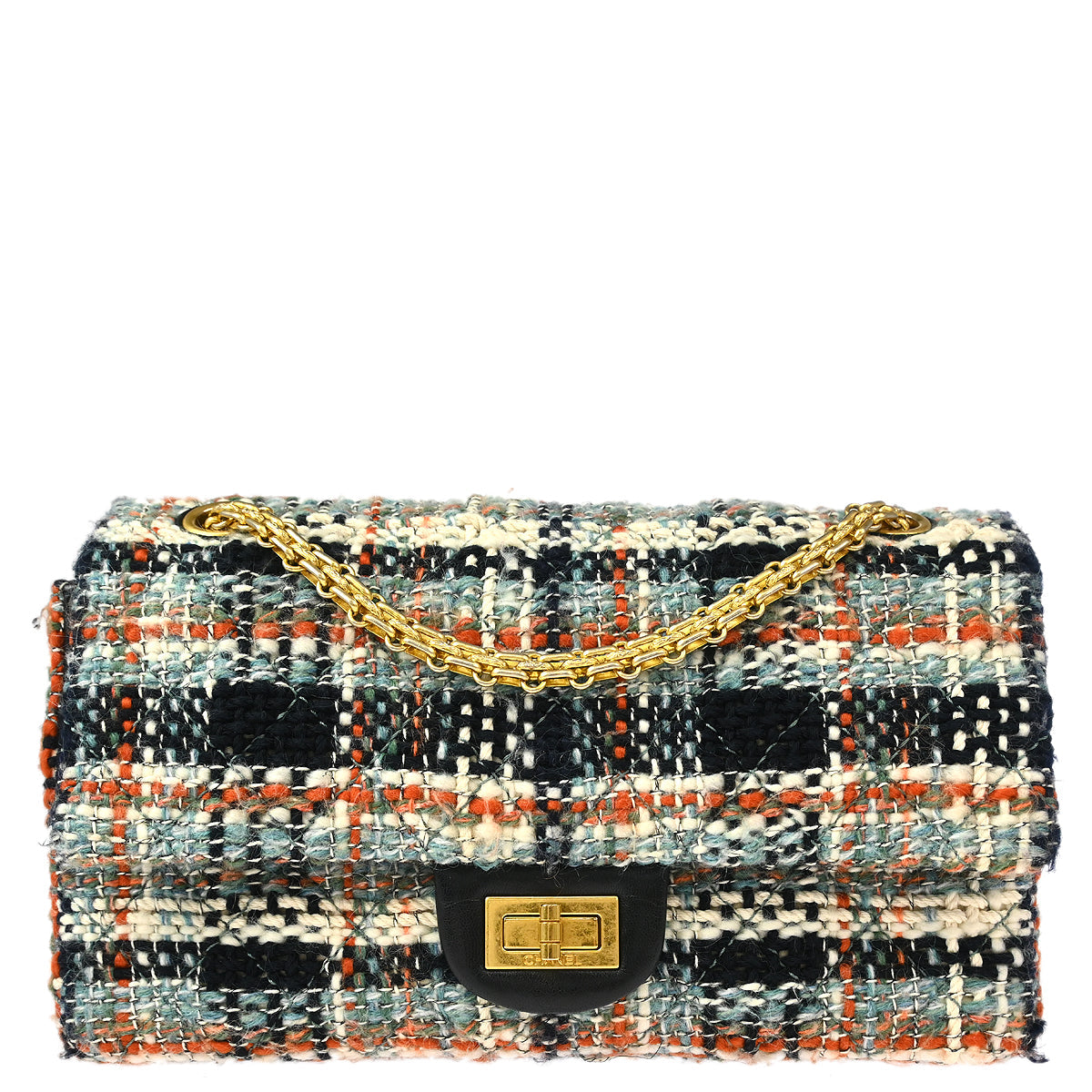 Chanel Multicolor Tweed 2.55 Medium Classic Double Flap Shoulder Bag