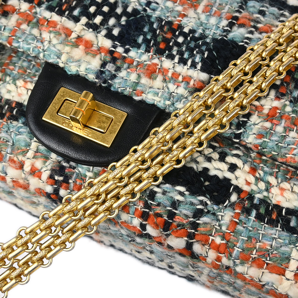 Chanel Multicolor Tweed 2.55 Medium Classic Double Flap Shoulder Bag