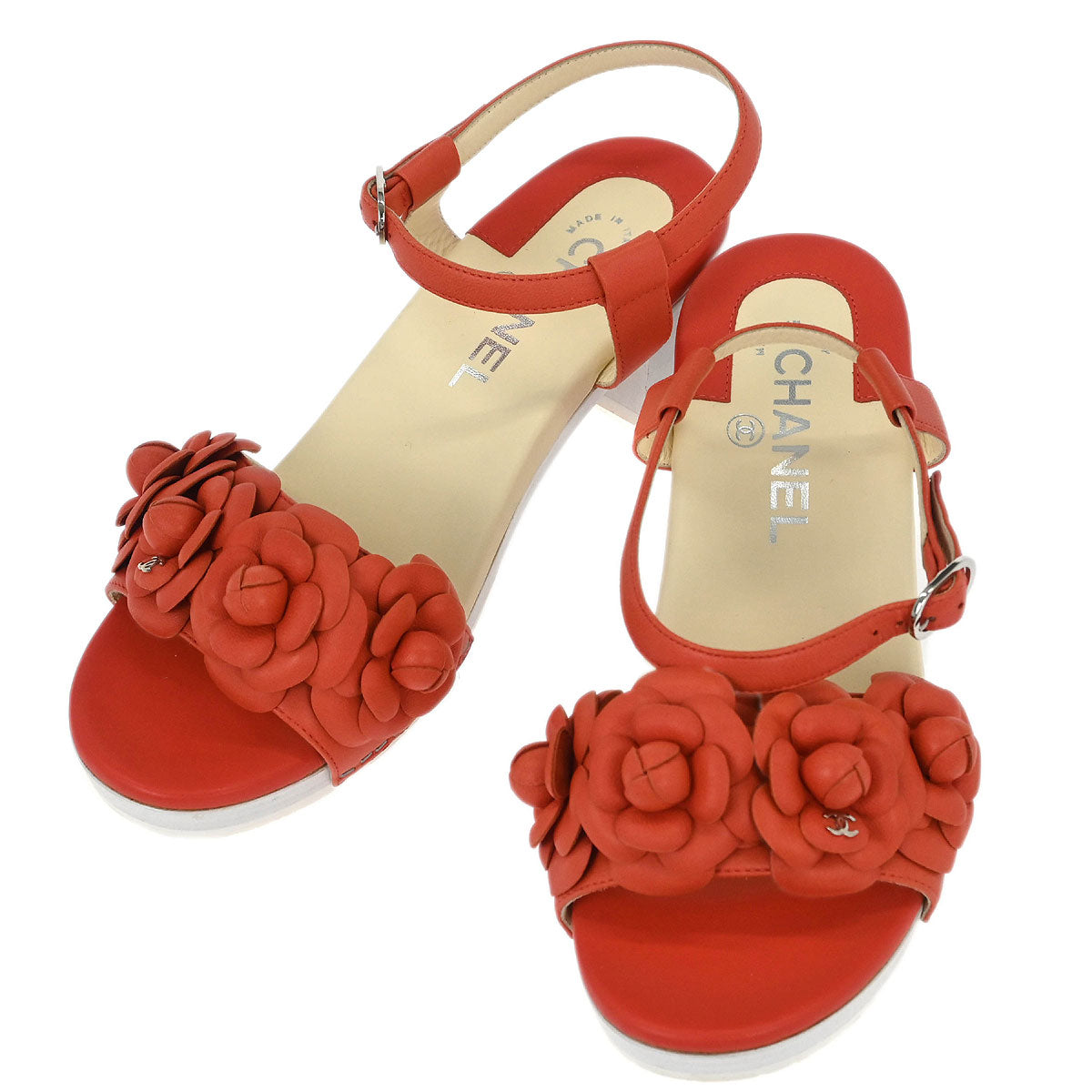 Chanel * Red Shoes Sandals #37