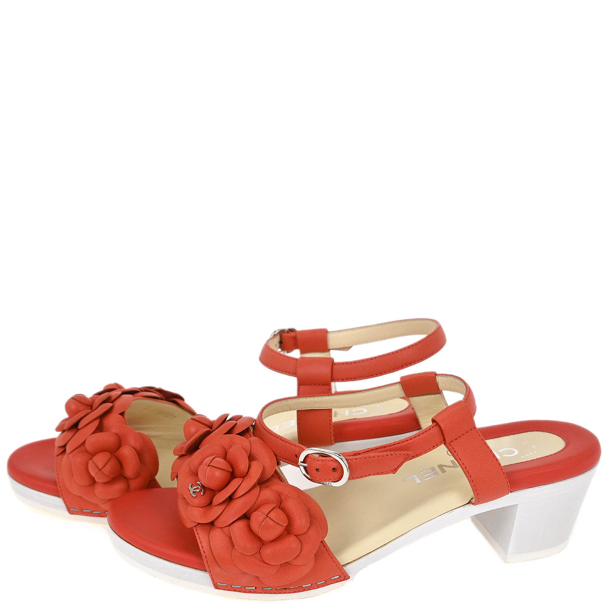 Chanel * Red Shoes Sandals #37