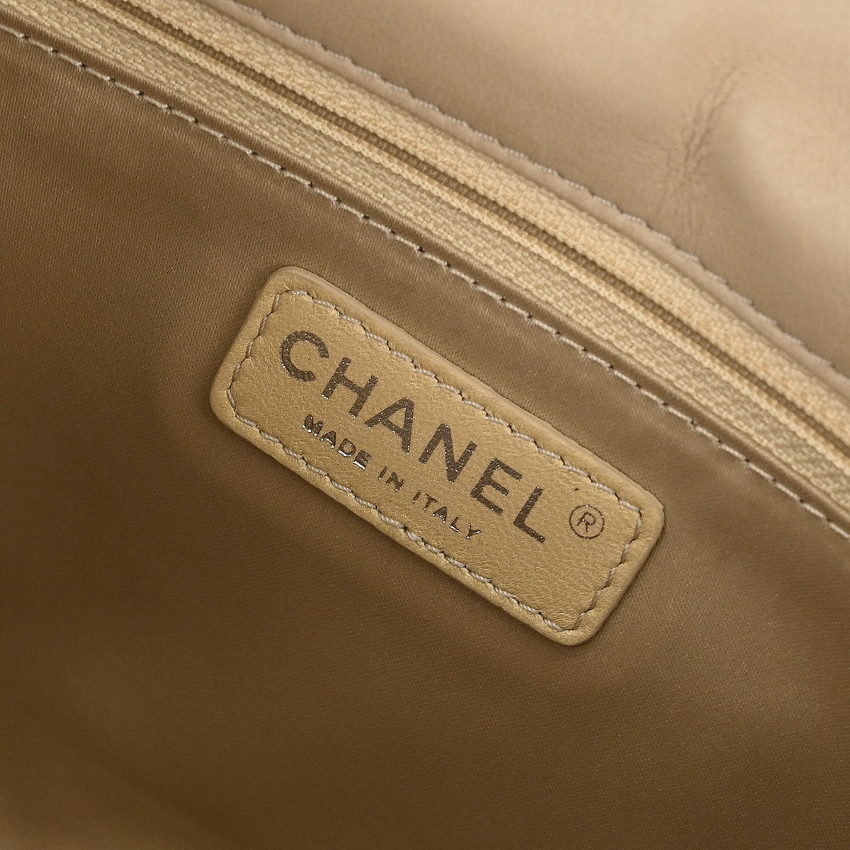Chanel Beige Satin Sequins Shoulder Bag
