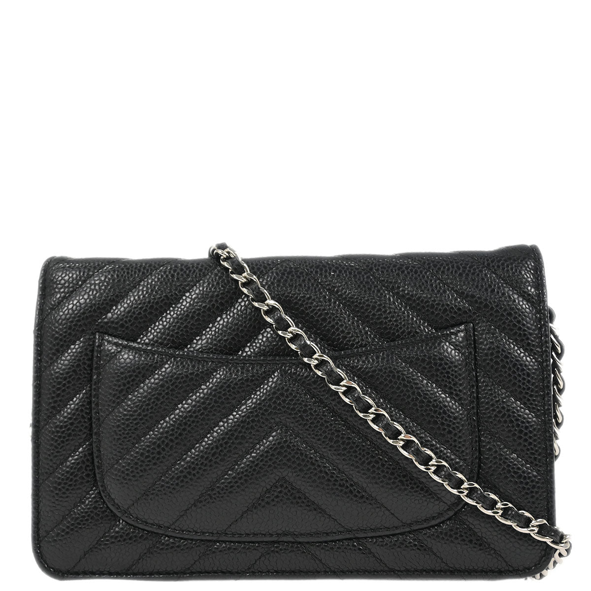 Chanel Black Caviar Chevron Classic WOC Wallet On Chain