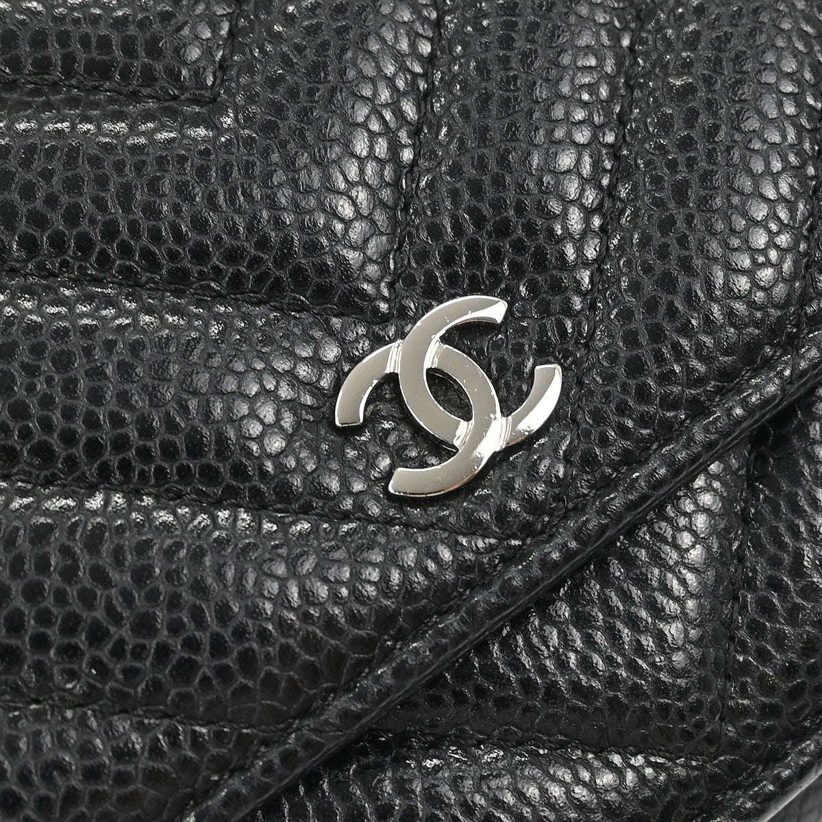 Chanel Black Caviar Chevron Classic WOC Wallet On Chain