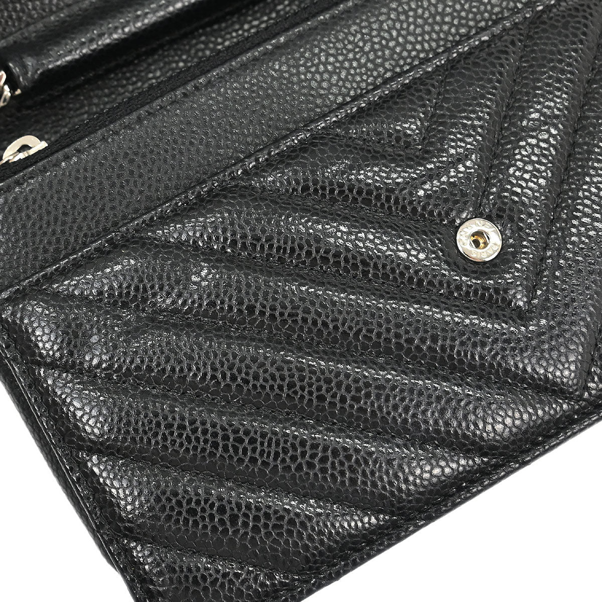 Chanel Black Caviar Chevron Classic WOC Wallet On Chain