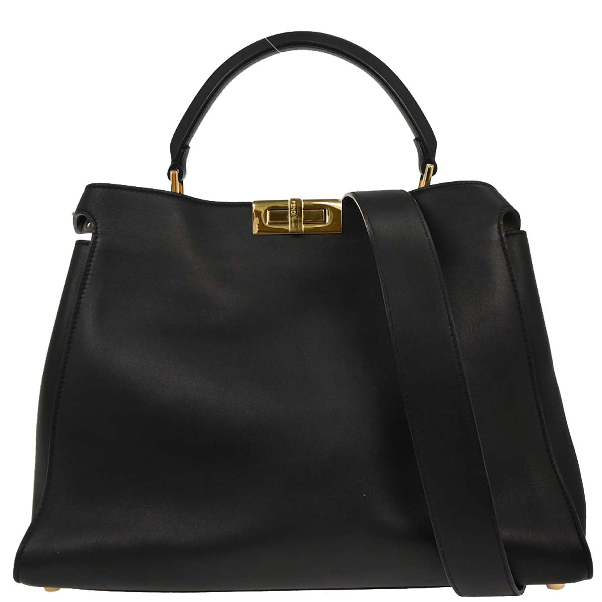 Fendi Black Leather Peekaboo 2way Shoulder Handbag