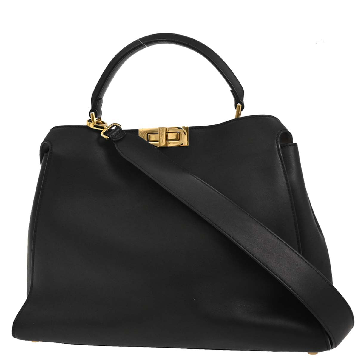 Fendi Black Leather Peekaboo 2way Shoulder Handbag
