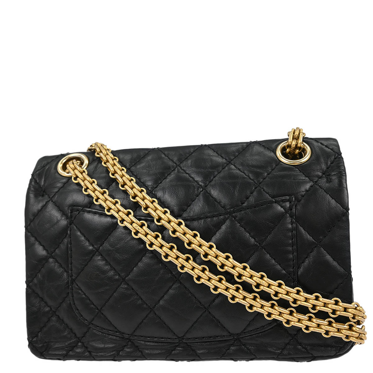 Chanel Black Calfskin Icon 2.55 Double Flap Shoulder Bag