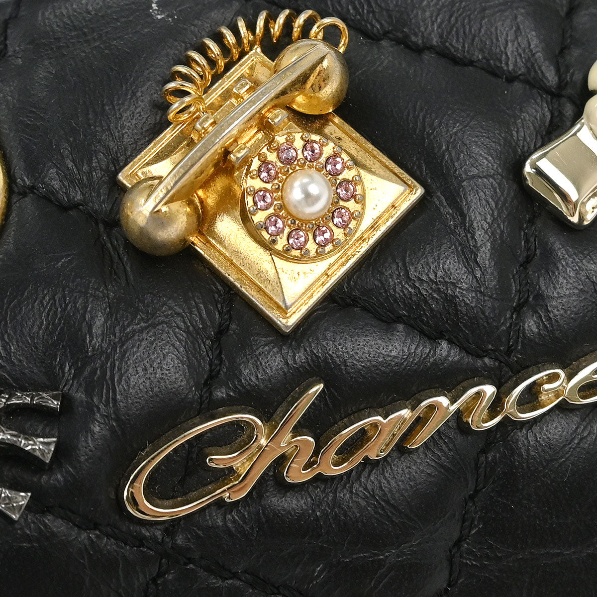 Chanel Black Calfskin Icon 2.55 Double Flap Shoulder Bag