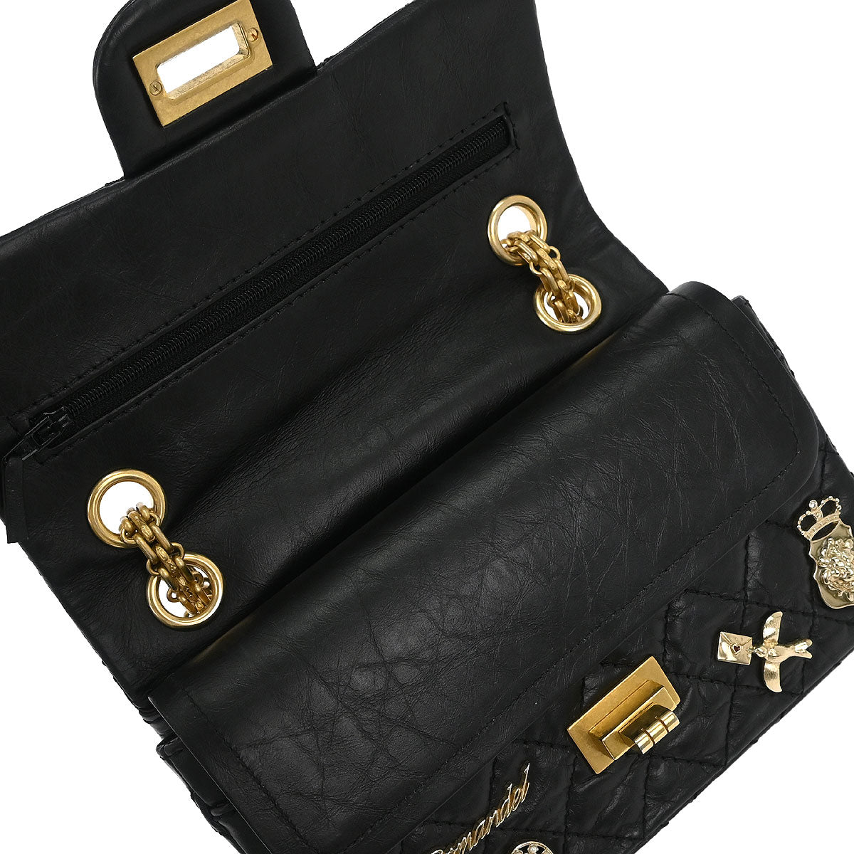 Chanel Black Calfskin Icon 2.55 Double Flap Shoulder Bag