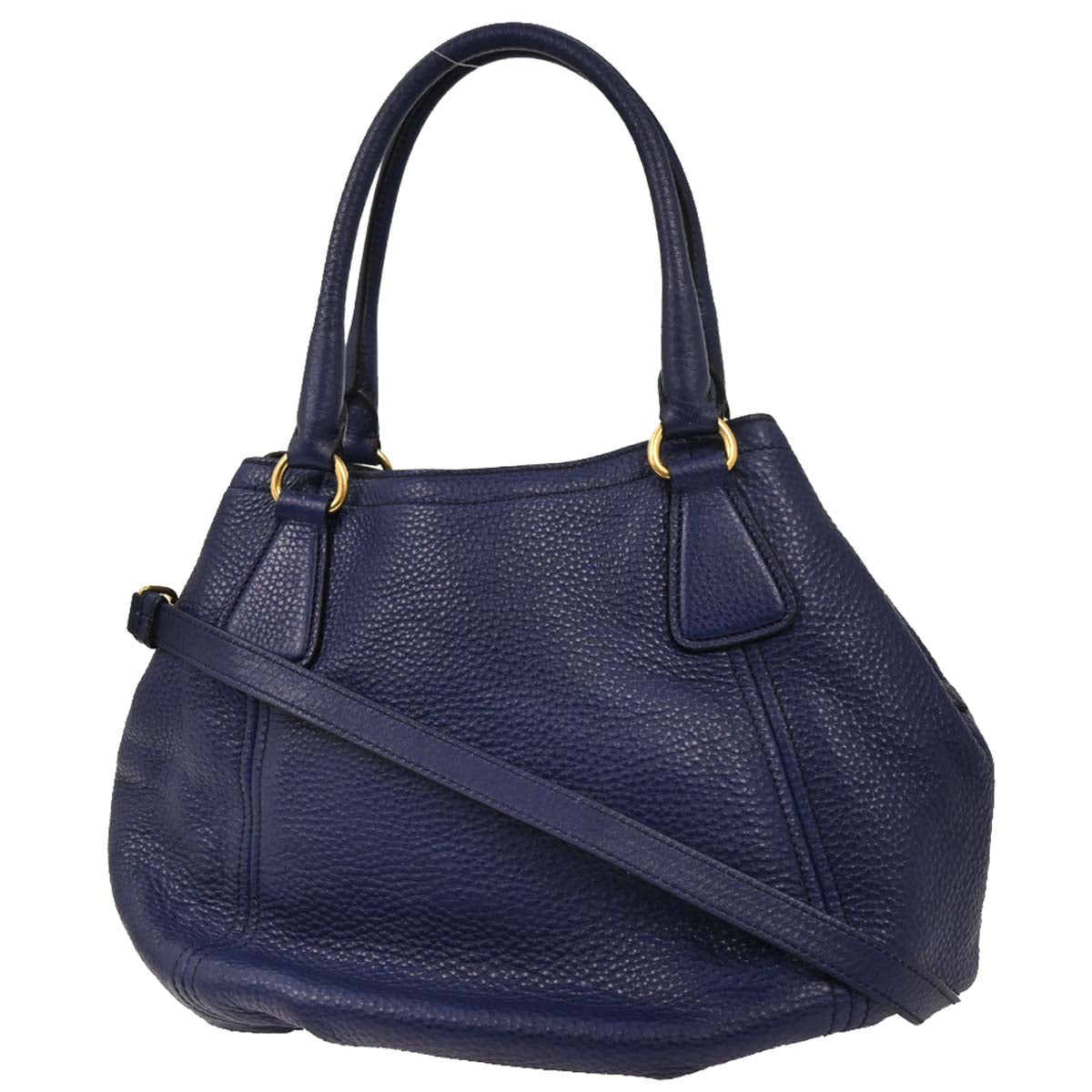 Prada Navy Leather 2way Shoulder Handbag