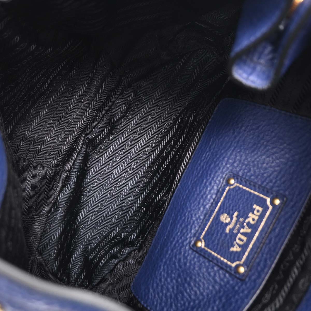 Prada Navy Leather 2way Shoulder Handbag