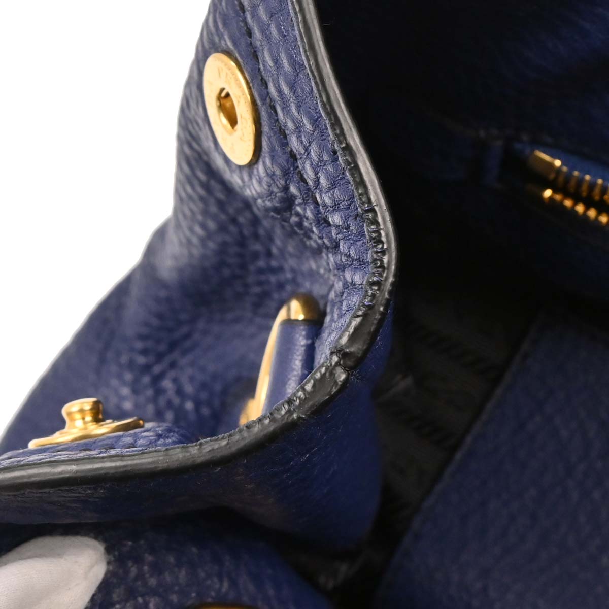 Prada Navy Leather 2way Shoulder Handbag
