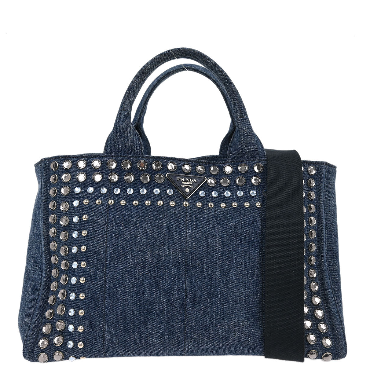 Prada Blue Denim Canapa Tote Handbag