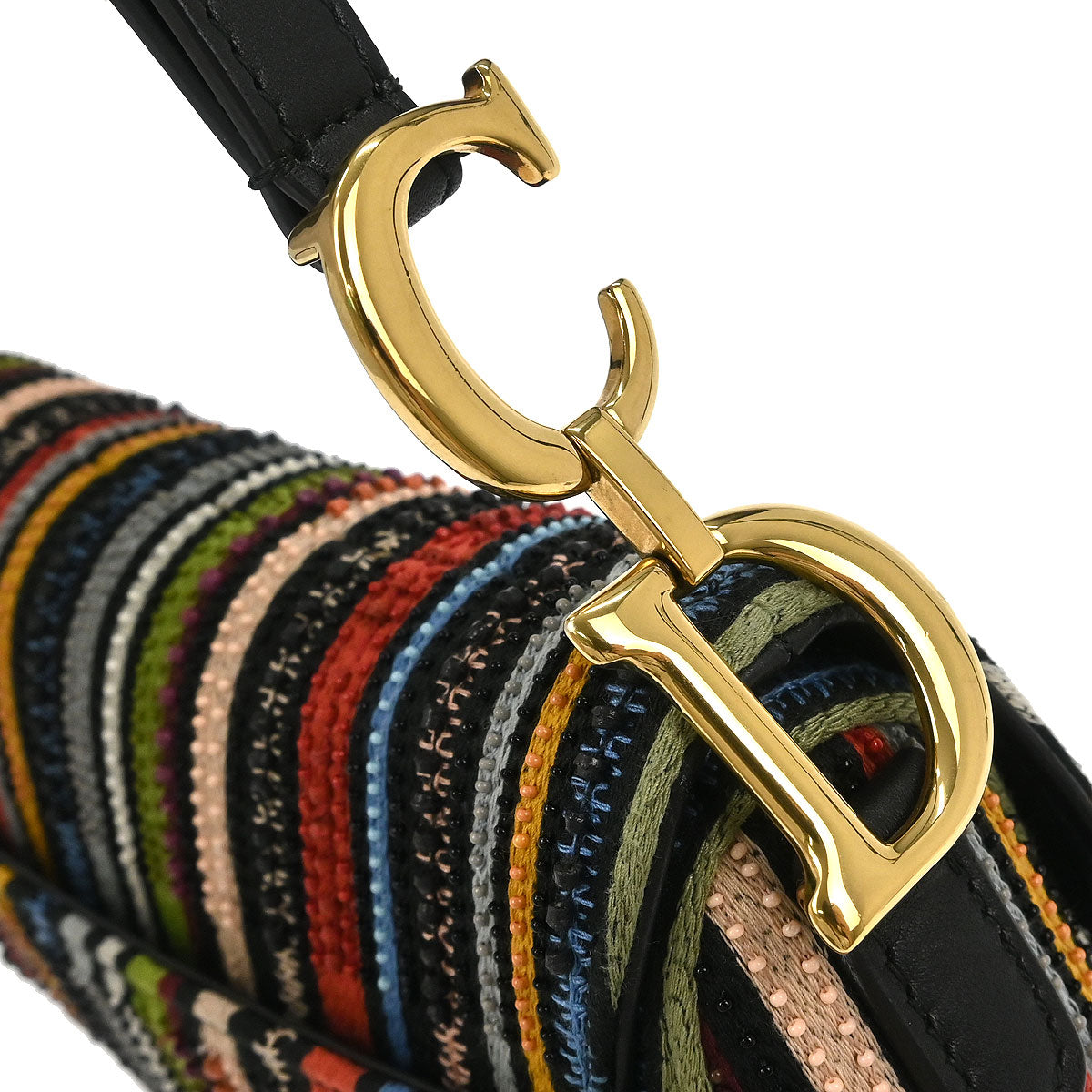 Christian Dior Black Canvas Leather Saddle Handbag
