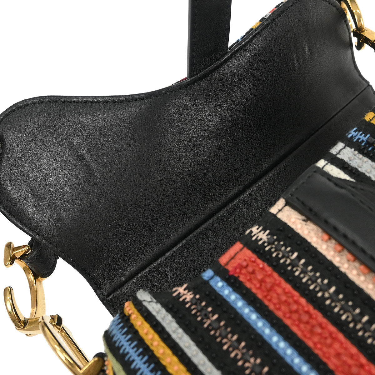 Christian Dior Black Canvas Leather Saddle Handbag