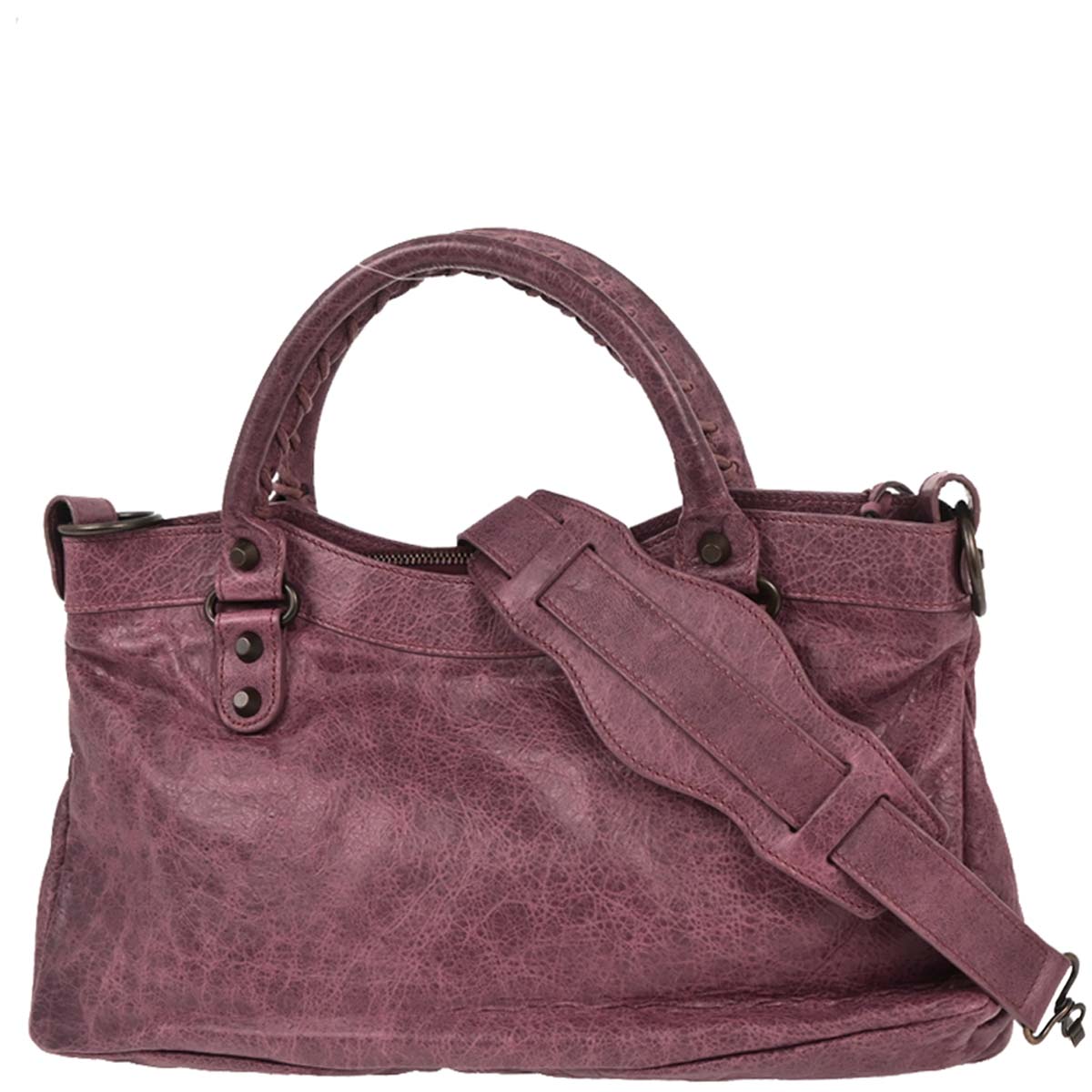 Balenciaga Purple Leather Classic The First 2way Shoulder Handbag