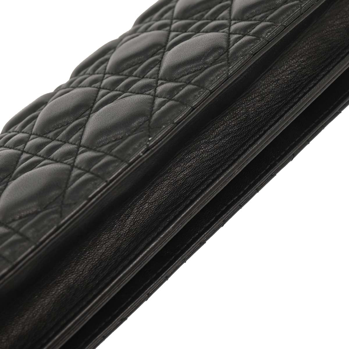 Christian Dior 2014 Black Lambskin Lady Dior Cannage Shoulder
