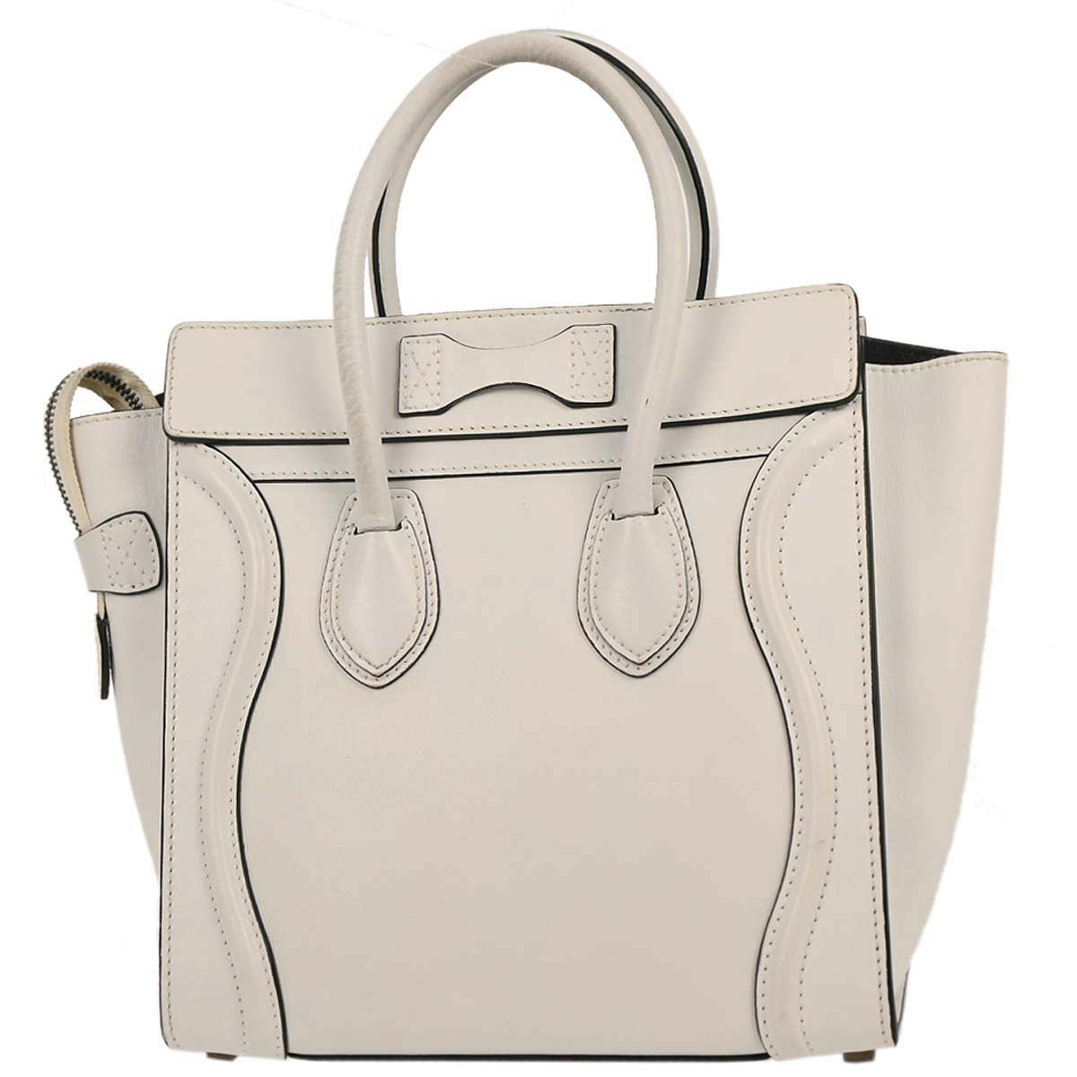 Celine White Leather Micro Luggage Tote Bag
