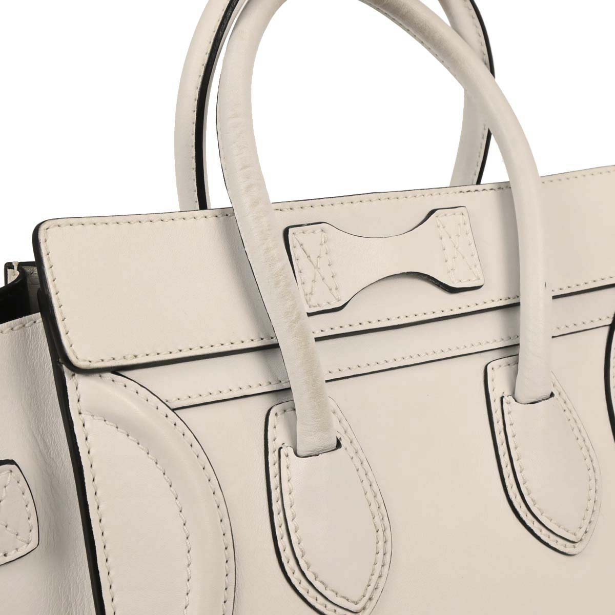 Celine White Leather Micro Luggage Tote Bag