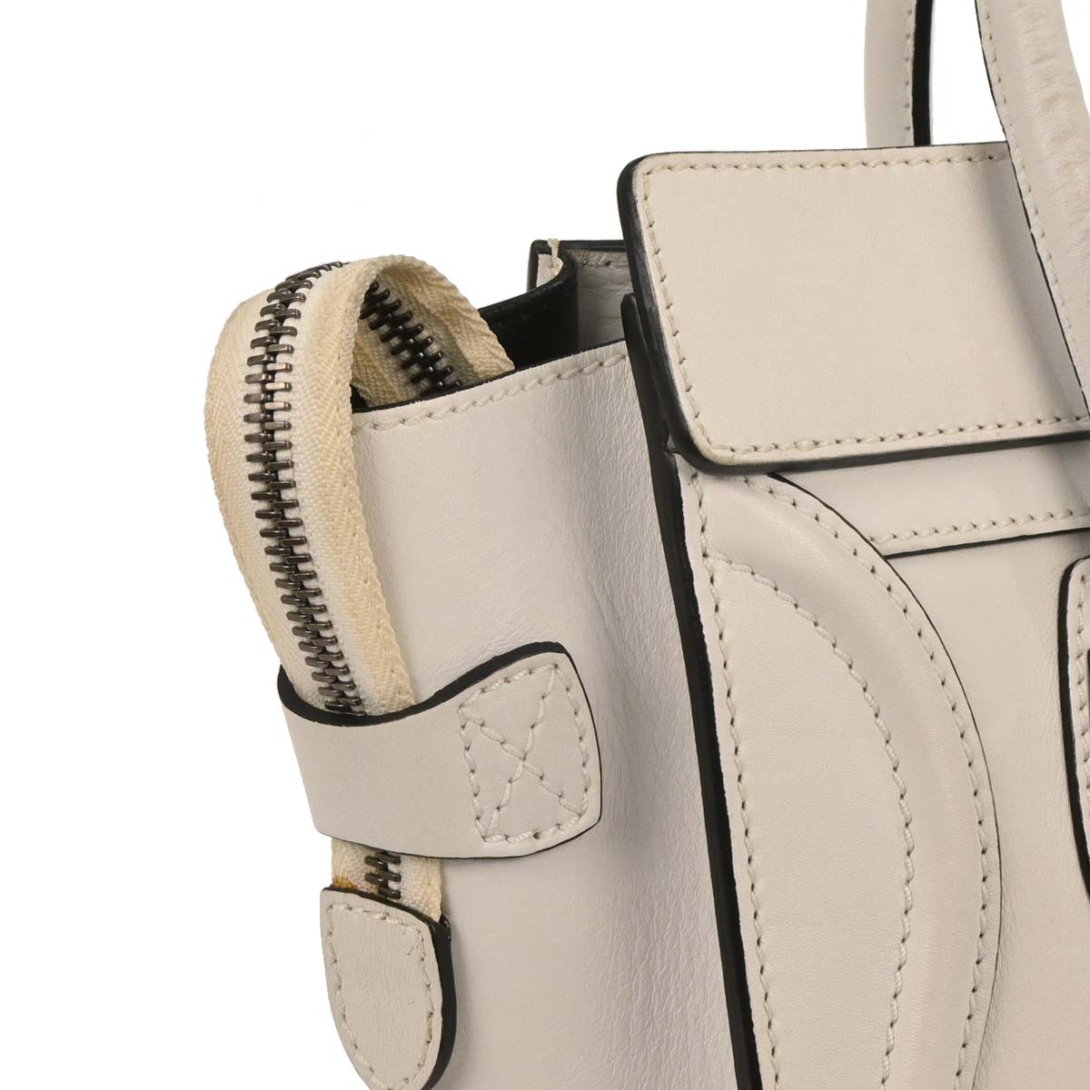 Celine White Leather Micro Luggage Tote Bag