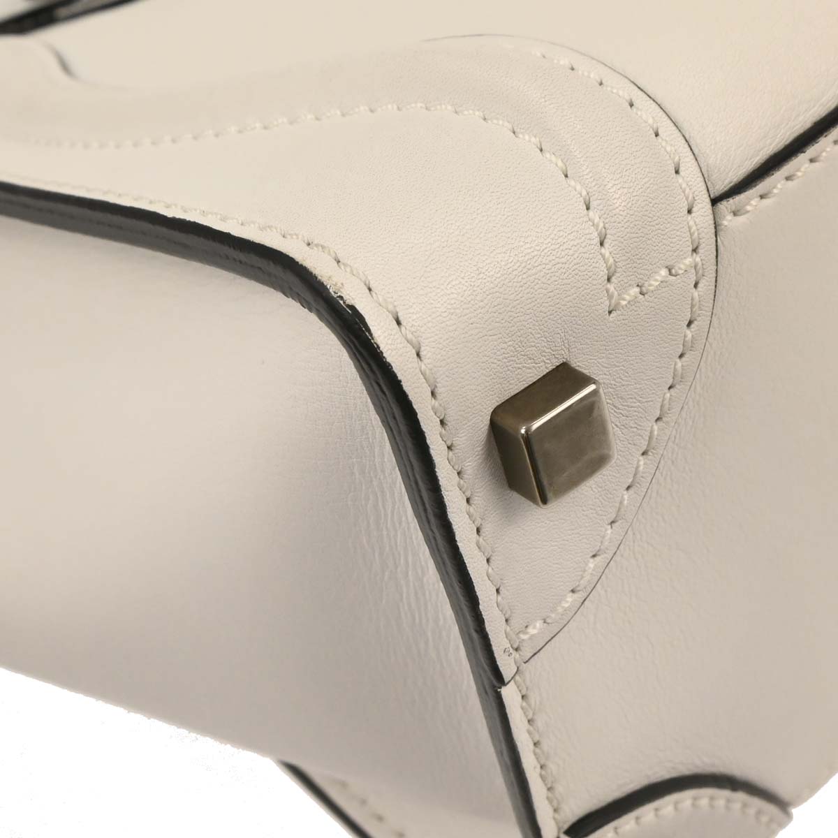 Celine White Leather Micro Luggage Tote Bag