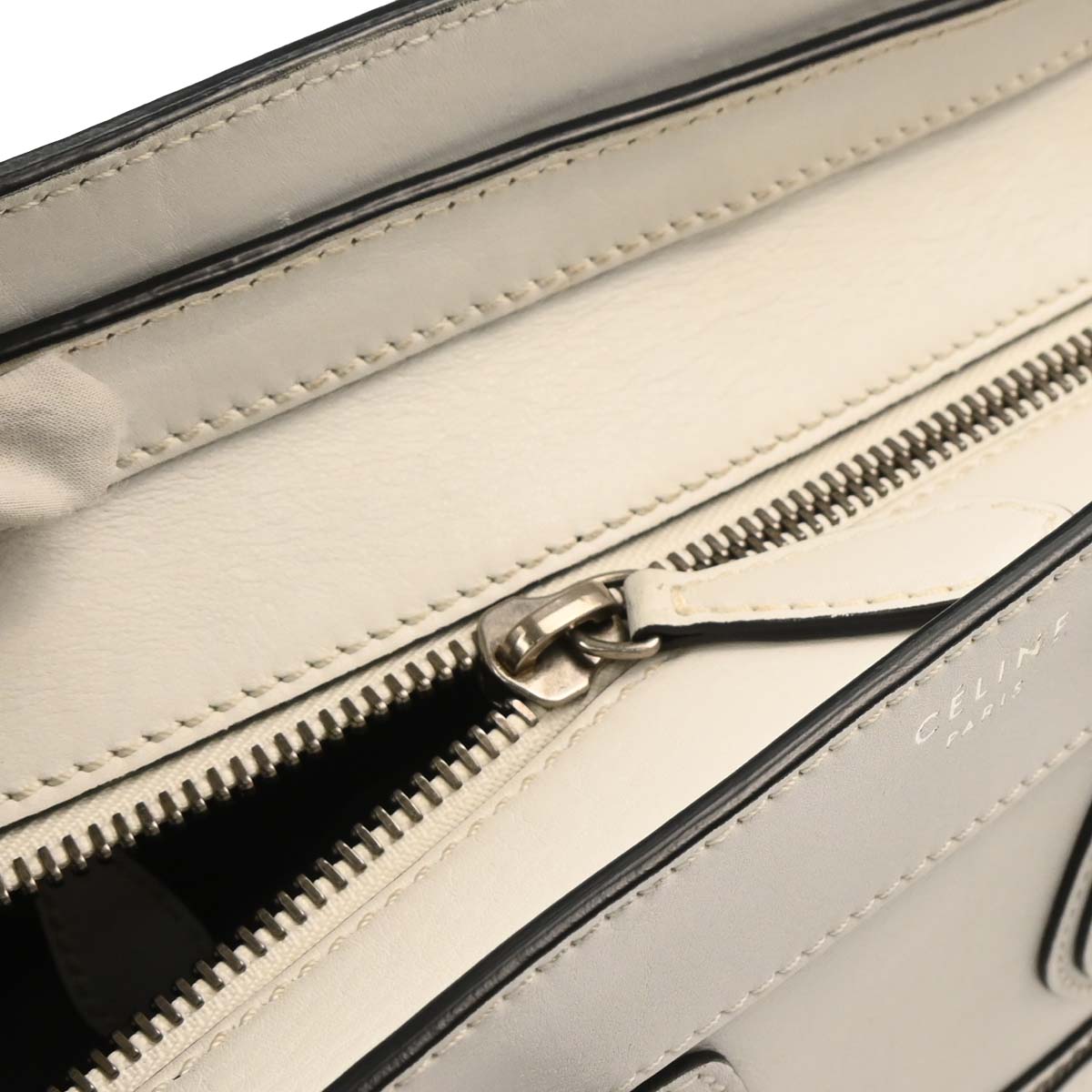 Celine White Leather Micro Luggage Tote Bag