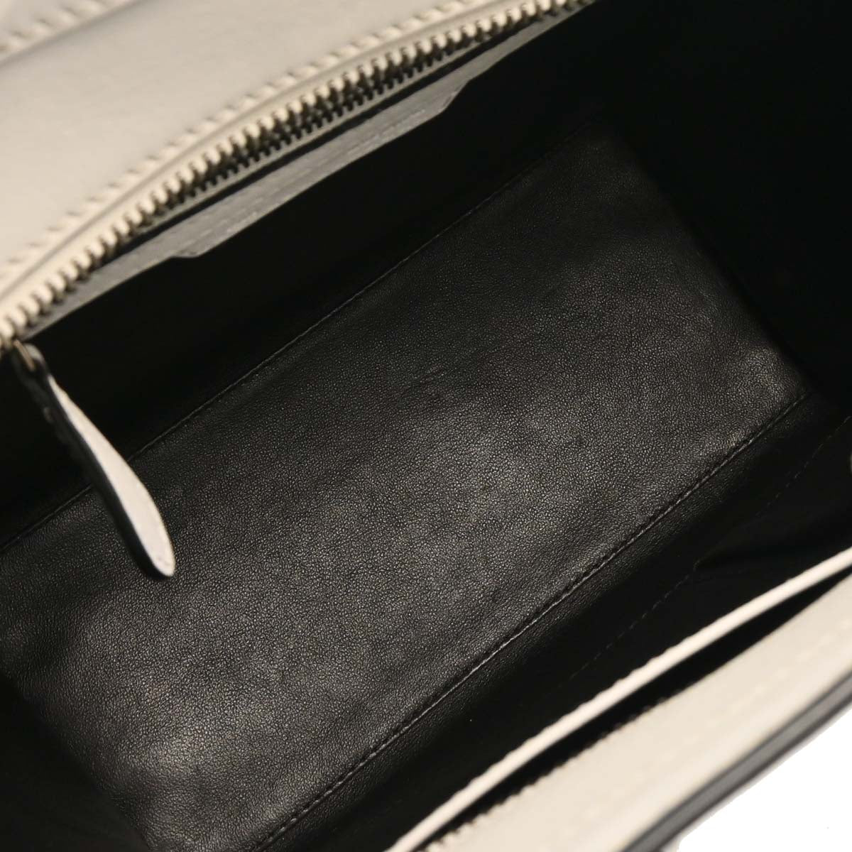 Celine White Leather Micro Luggage Tote Bag