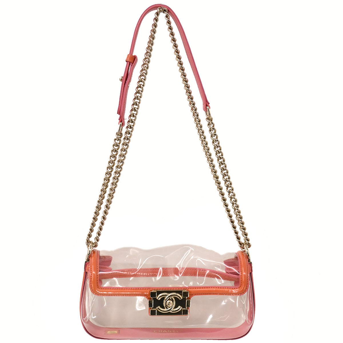Boy Chanel Clear Pink PVC Patent leather Shoulder Bag