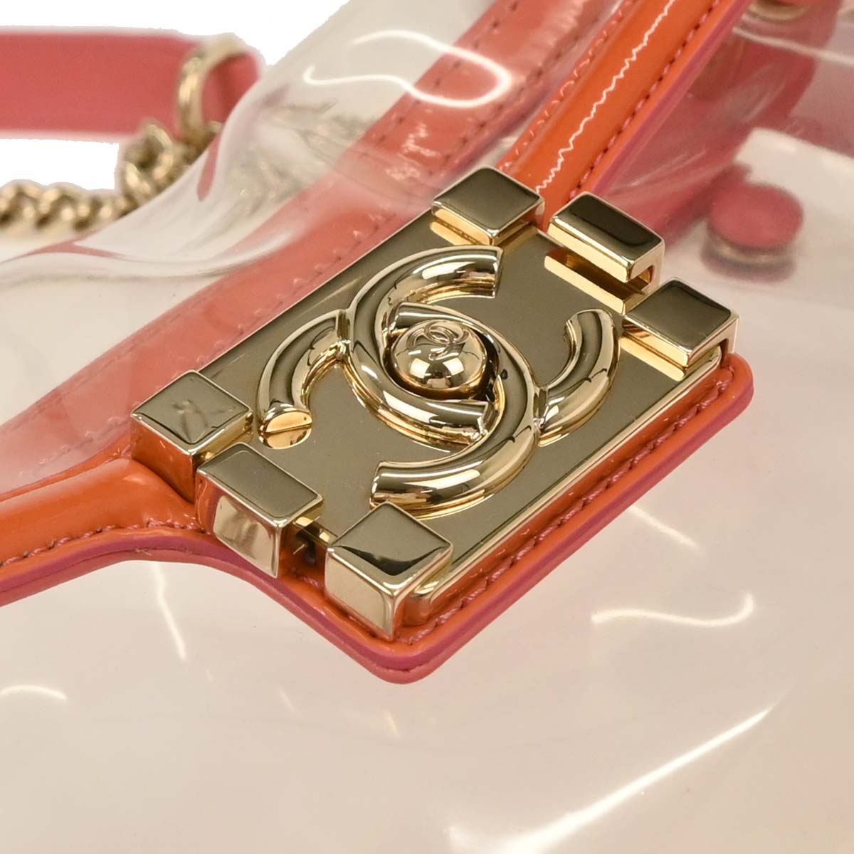 Boy Chanel Clear Pink PVC Patent leather Shoulder Bag