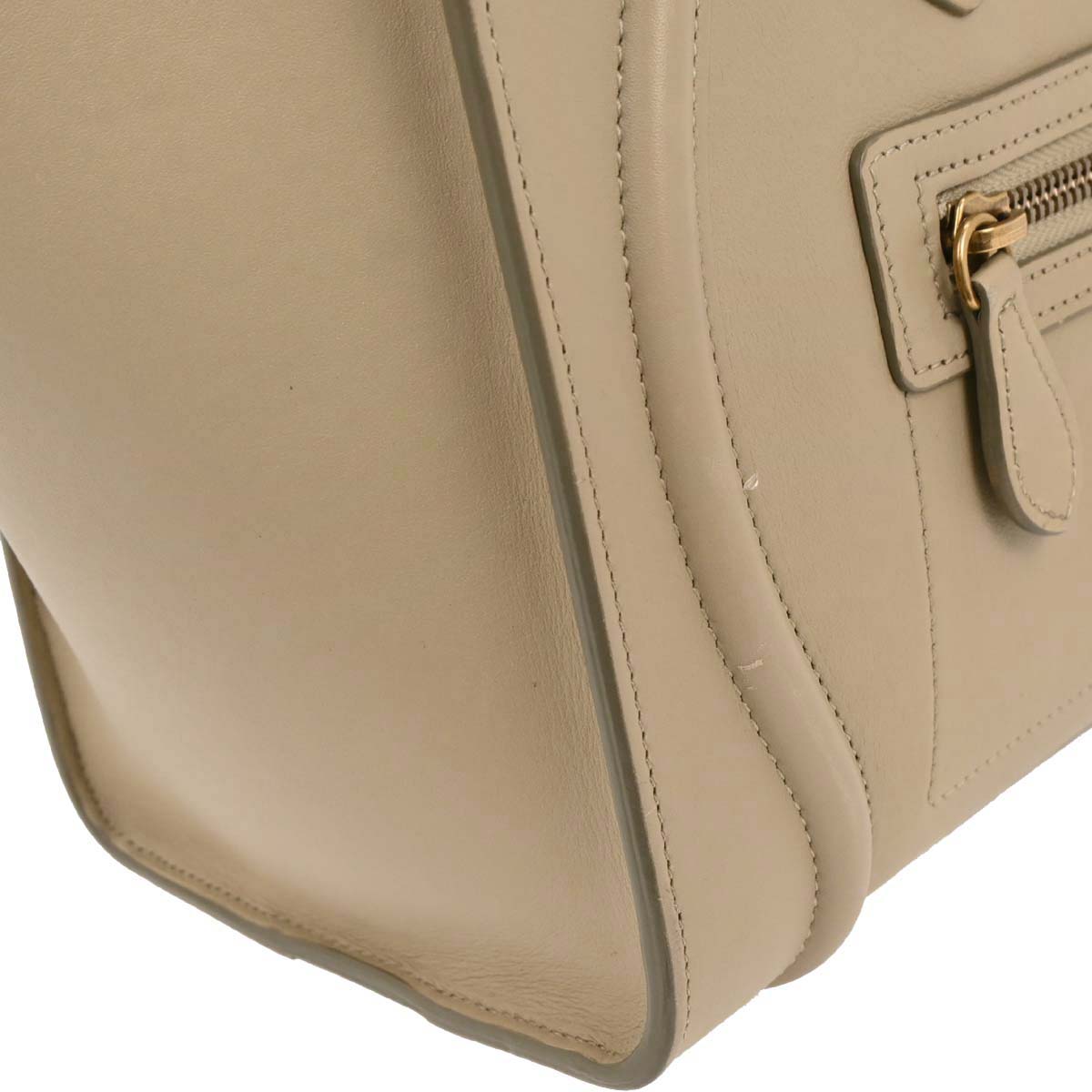 Celine Beige Leather Micro Luggage Tote Bag