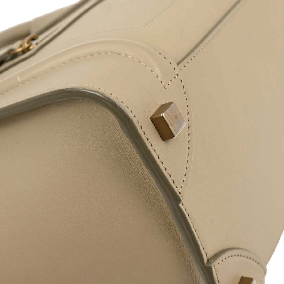 Celine Beige Leather Micro Luggage Tote Bag
