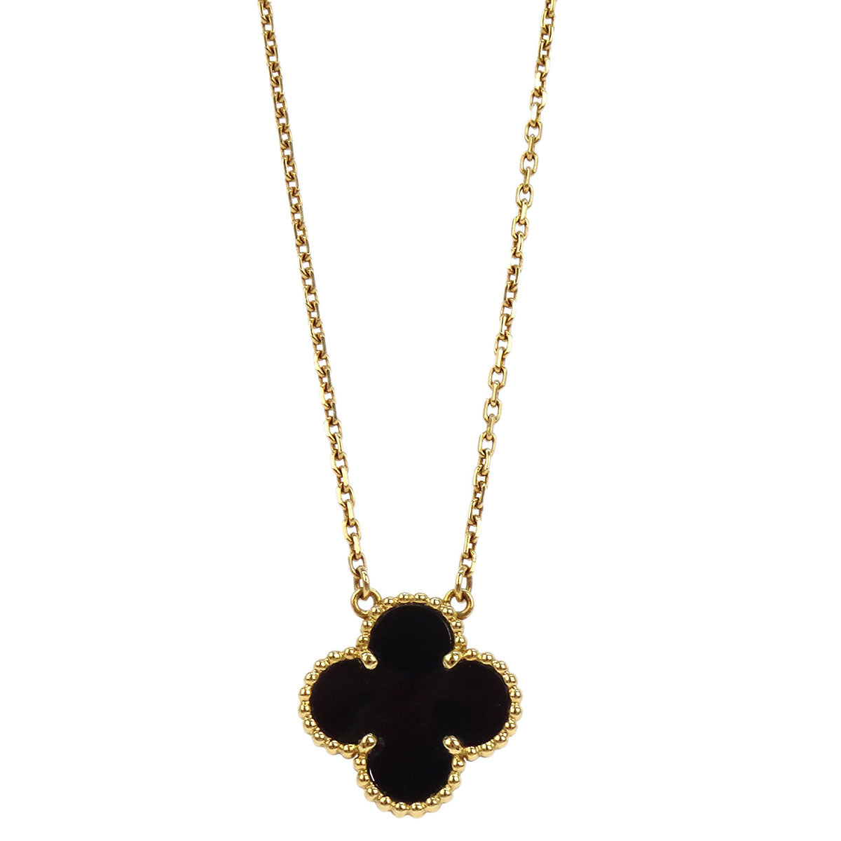 Van Cleef & Arpels Vintage Alhambra Pendant Necklace Au750 Onyx