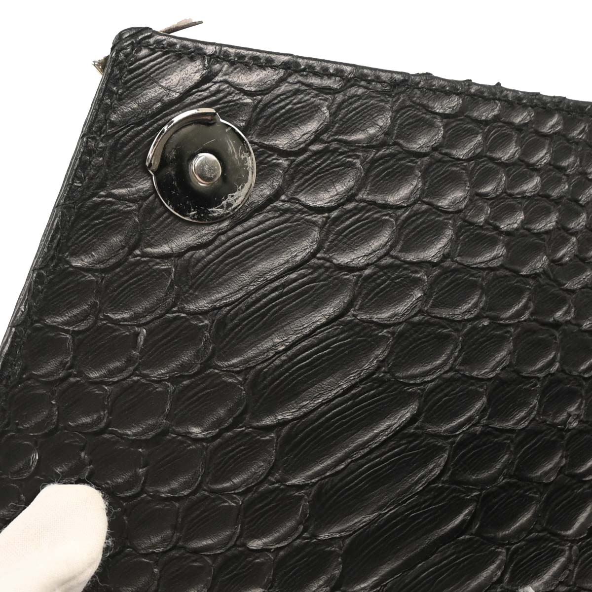 Saint Laurent * Black Python College 2way Shoulder Handbag